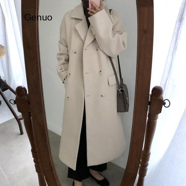 women's wool & blends loose double-breasted woolen coat long thick autumn and winter plus cotton women outwear overcoat femme, Black
women's wool & blends loose double-breasted woolen coat long thick autumn and winter plus cotton women outwear overcoat femme, Black