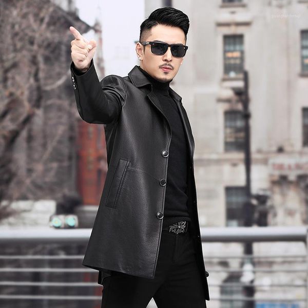 men's leather & faux cow hide windbreaker male or head layer long cowhide coat more customization, Black
men's leather & faux cow hide windbreaker male or head layer long cowhide coat more customization, Black
