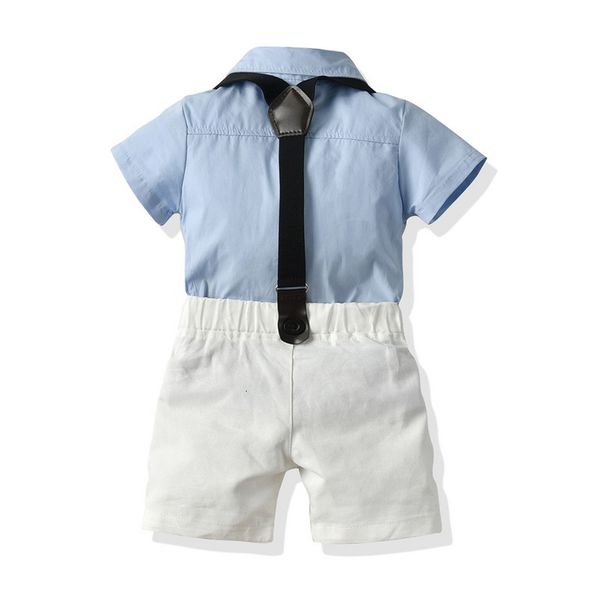 children's suit summer cotton breathable short sleeve shirt stripe bow tie elastic strap shorts, Blue
children's suit summer cotton breathable short sleeve shirt stripe bow tie elastic strap shorts, Blue