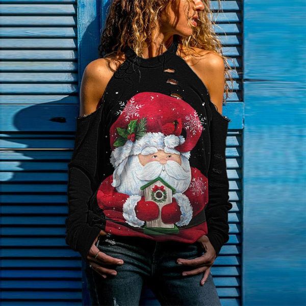 women's t-shirt 2021 christmas print for women autumn winter fashion cut-out long sleeve, White
women's t-shirt 2021 christmas print for women autumn winter fashion cut-out long sleeve, White