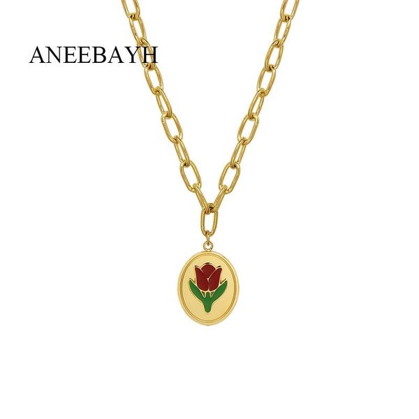 pendant necklaces vintage oval shape for women chunky enamel red tulip flower thick metal chain necklace stainless steel jewelry, Silver
pendant necklaces vintage oval shape for women chunky enamel red tulip flower thick metal chain necklace stainless steel jewelry, Silver