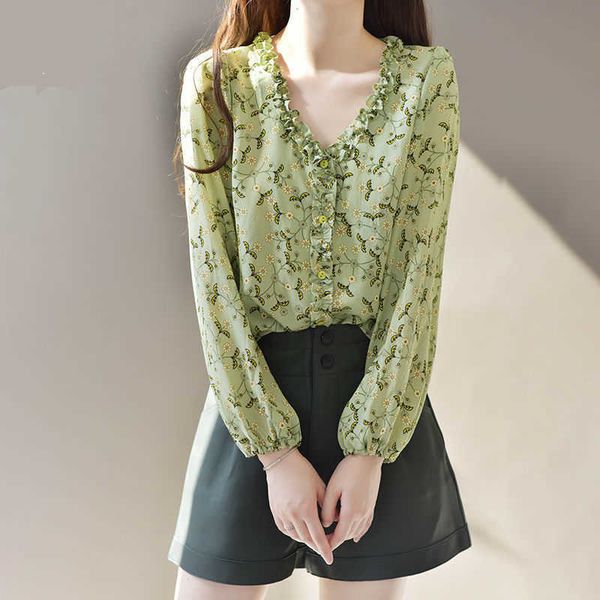 women's spring autumn style chiffon blouses shirt v-neck printed button long sleeve korean elegant df3928 210609, White
women's spring autumn style chiffon blouses shirt v-neck printed button long sleeve korean elegant df3928 210609, White