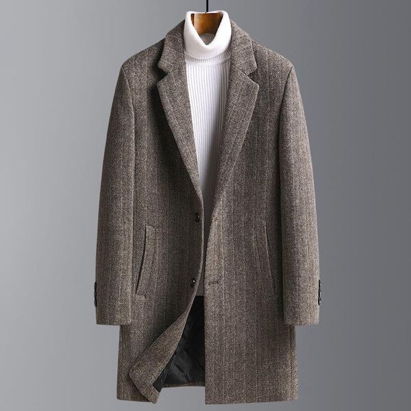men's wool & blends winter mid-length woolen coats mens korean style slim fit plus size blend jackets outwear, Black
men's wool & blends winter mid-length woolen coats mens korean style slim fit plus size blend jackets outwear, Black