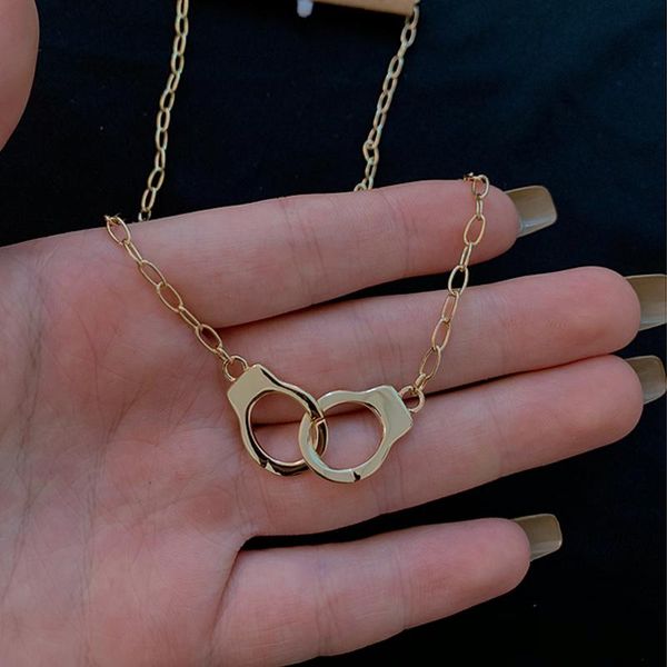 pendant necklaces stainless steel handcuffs necklace unique design lock chain women couple street style collars chokers, Silver
pendant necklaces stainless steel handcuffs necklace unique design lock chain women couple street style collars chokers, Silver
