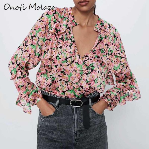 women's blouses & shirts onoti molazo casual floral print women blouse spring chic ladies vintage female 2021 summer fashion, White
women's blouses & shirts onoti molazo casual floral print women blouse spring chic ladies vintage female 2021 summer fashion, White