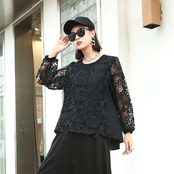 women's t-shirt 210425 loose women shirts lace floral long sleeve female elegant lady tunic hollow out solid color clothing, White
women's t-shirt 210425 loose women shirts lace floral long sleeve female elegant lady tunic hollow out solid color clothing, White