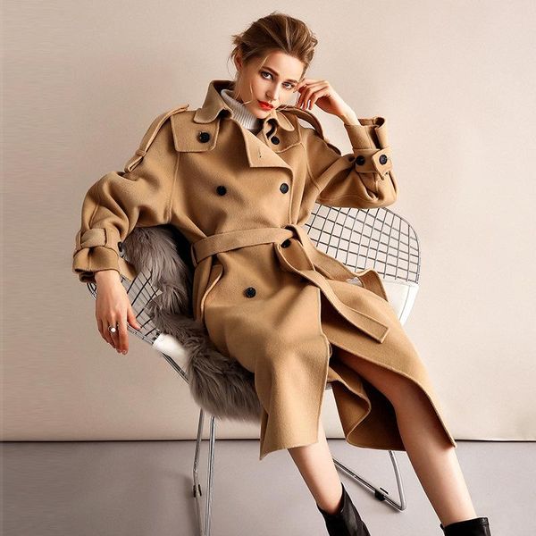 women's wool & blends woolen coat winter double-sided cashmere large size slim coats female fashion split double breasted, Black
women's wool & blends woolen coat winter double-sided cashmere large size slim coats female fashion split double breasted, Black