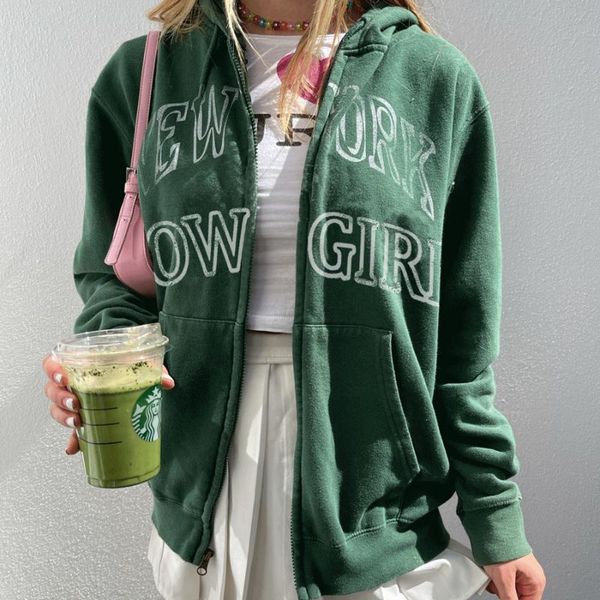 women's hoodies & sweatshirts punk style york green zip up hoodie women oversized jacket coats winter clothes american casual s, Black
women's hoodies & sweatshirts punk style york green zip up hoodie women oversized jacket coats winter clothes american casual s, Black