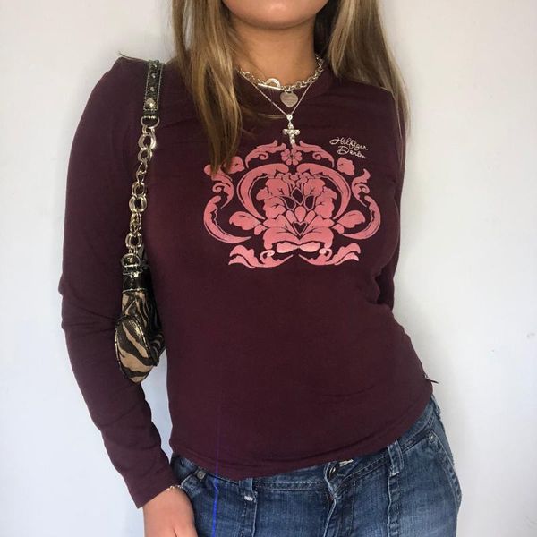 women's t-shirt casual women long sleeve fashion slim printing round neck exposed navel female clothing y2k autumn, White
women's t-shirt casual women long sleeve fashion slim printing round neck exposed navel female clothing y2k autumn, White
