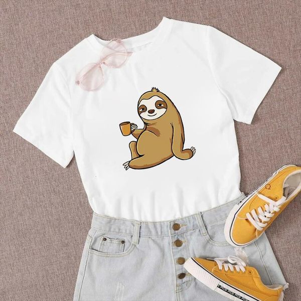 sloth coffee and printed beautiful womens t shirt cartoon personalized streetwear crewneck style tee, White
sloth coffee and printed beautiful womens t shirt cartoon personalized streetwear crewneck style tee, White