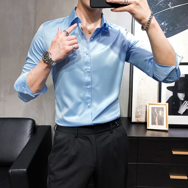 korean fashion shirt slim fit button down long sleeve white green gray black yellow shirts small asian size 210412, White;black
korean fashion shirt slim fit button down long sleeve white green gray black yellow shirts small asian size 210412, White;black