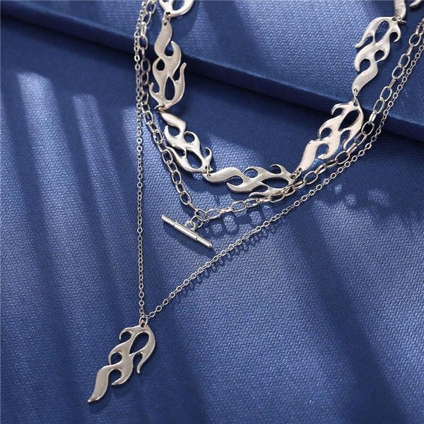 pendant necklaces multilayer chain necklace punk flame layered for women hip hop choker jewelry party gift collier femme, Silver
pendant necklaces multilayer chain necklace punk flame layered for women hip hop choker jewelry party gift collier femme, Silver