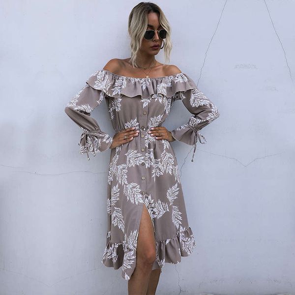 off casual dresses fall the shoulder long sleeve printed high and thin dress for women, Black;gray
off casual dresses fall the shoulder long sleeve printed high and thin dress for women, Black;gray