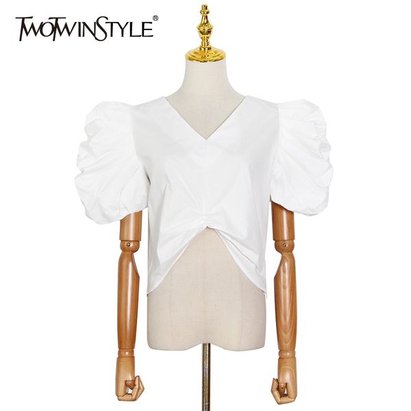 white elegant shirt for women v neck puff sleeve short solid blouse female fashion new clothing summer tide 210428
white elegant shirt for women v neck puff sleeve short solid blouse female fashion new clothing summer tide 210428