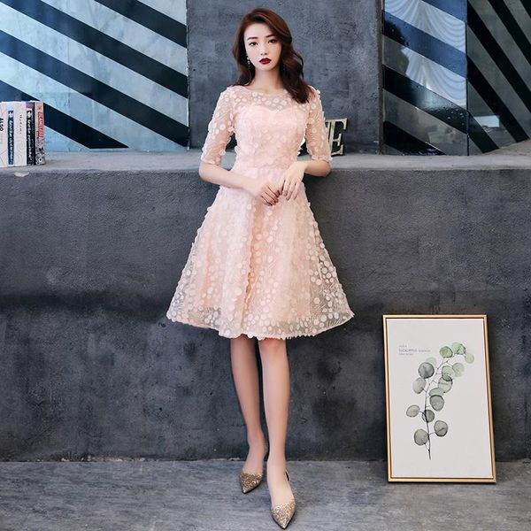 party dresses women birthday dress pink illusion o-neck half sleeve a-line evening back hide zipper haute couture, White;black
party dresses women birthday dress pink illusion o-neck half sleeve a-line evening back hide zipper haute couture, White;black
