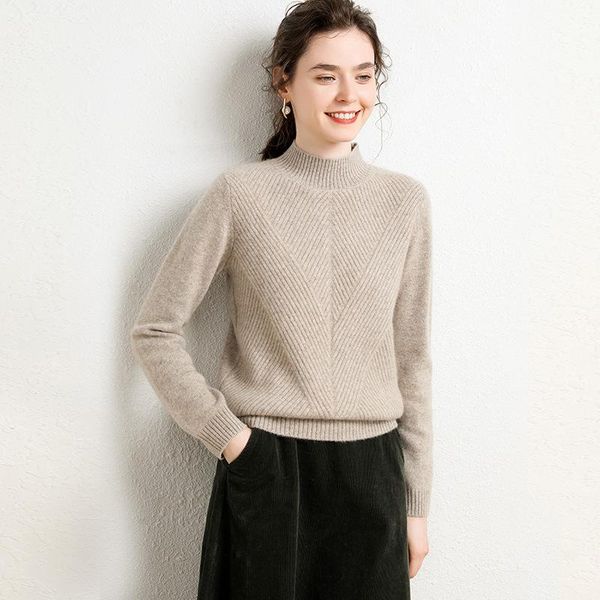 women's sweaters 2021 autumn winter lazy wind cashmere sweater half high neck thickened loose knit twill top, White;black
women's sweaters 2021 autumn winter lazy wind cashmere sweater half high neck thickened loose knit twill top, White;black