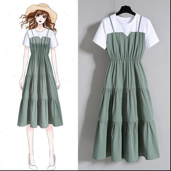 plus size summer fashion women dresses fake two pieces short sleeve slim a line, Black;gray
plus size summer fashion women dresses fake two pieces short sleeve slim a line, Black;gray