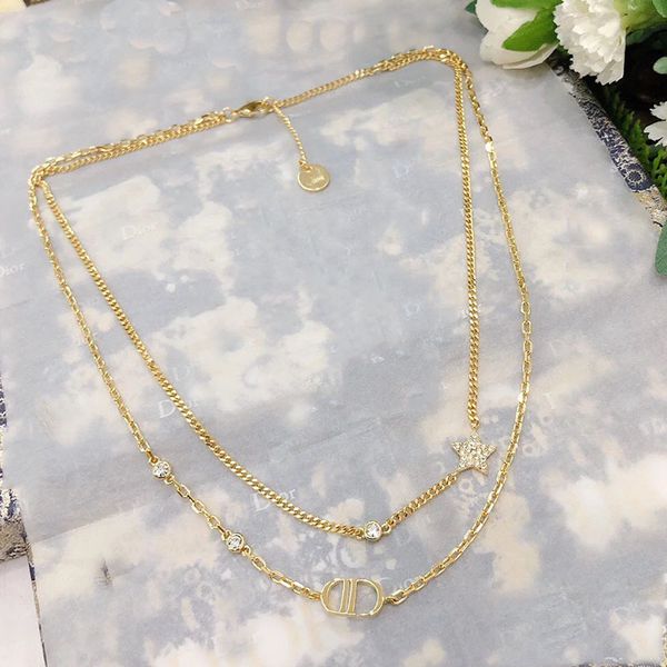 japanese and new brass letter star double layer necklace clavicle fashion net red chain, Silver
japanese and new brass letter star double layer necklace clavicle fashion net red chain, Silver