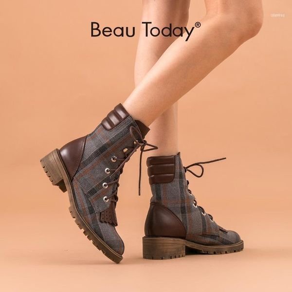 boots beautoday fashion ankle women genuine cow leather plaid cloth tassel round toe lace-up lady handmade 0329911, Black
boots beautoday fashion ankle women genuine cow leather plaid cloth tassel round toe lace-up lady handmade 0329911, Black