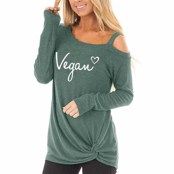 fashion long sleeve oblique womens t shirts shoulder vegan letters print plus size tumblr size streetwear, White
fashion long sleeve oblique womens t shirts shoulder vegan letters print plus size tumblr size streetwear, White