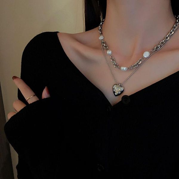 chains 2pcs/set vintage double layers heart pendant necklace crystal temperament elegant pearl clavicle chain choker women neck jewelry, Silver
chains 2pcs/set vintage double layers heart pendant necklace crystal temperament elegant pearl clavicle chain choker women neck jewelry, Silver