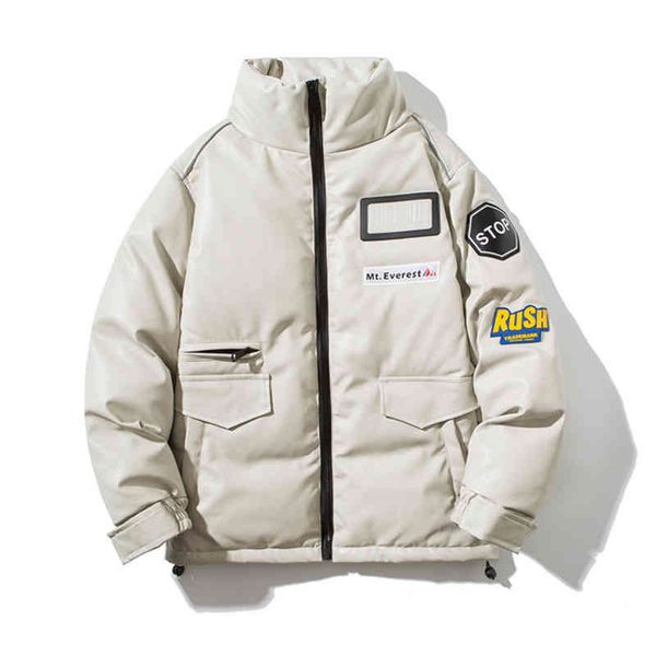men's white duck down leather jackets thick parka coats ladies embroidered qr code patches for winter hip hop windbreakers and motorcyc, Black
men's white duck down leather jackets thick parka coats ladies embroidered qr code patches for winter hip hop windbreakers and motorcyc, Black