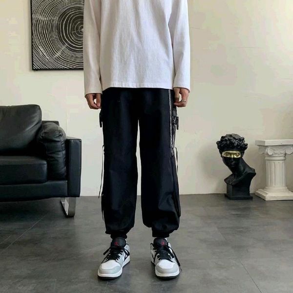 men's pants 2021 hip hop joggers cargo men harem multi-pocket ribbons man sweatpants streetwear casual mens, Black
men's pants 2021 hip hop joggers cargo men harem multi-pocket ribbons man sweatpants streetwear casual mens, Black
