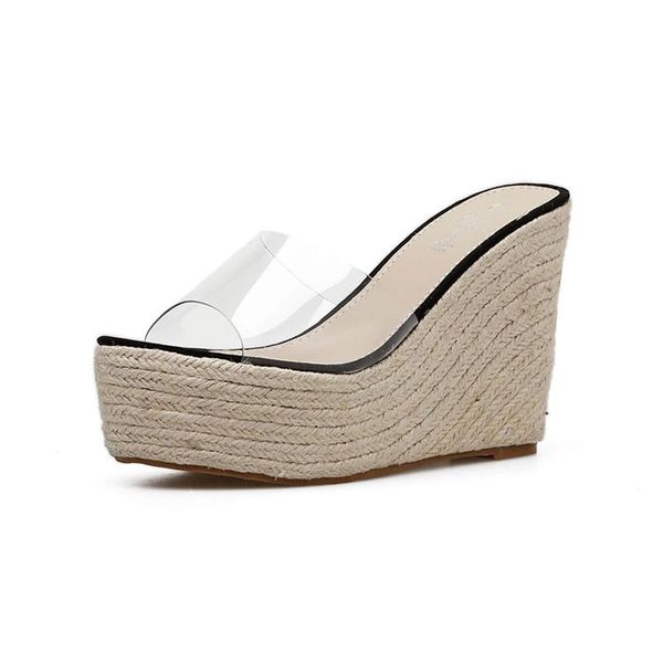 slippers akexiya women's shoes transparent wedge platform jelly sandals casual rope high heels 11cm slides size 34-40, Black
slippers akexiya women's shoes transparent wedge platform jelly sandals casual rope high heels 11cm slides size 34-40, Black