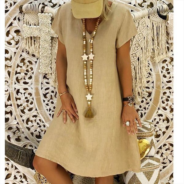 style t shirt cotton womens dresses summer casual plus size loose linen feminino vestido 40, Black;gray
style t shirt cotton womens dresses summer casual plus size loose linen feminino vestido 40, Black;gray