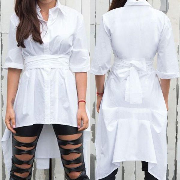 women's blouses & shirts celmia oversized long women fashion asymmetrical 2021 summer tunic ladies lapel belted elegant party blusas, White
women's blouses & shirts celmia oversized long women fashion asymmetrical 2021 summer tunic ladies lapel belted elegant party blusas, White