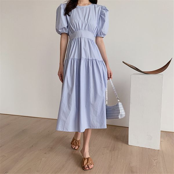 brief solid chic women dresses summer high waist korean casual puff sleeve long dress female 210421, Black;gray
brief solid chic women dresses summer high waist korean casual puff sleeve long dress female 210421, Black;gray
