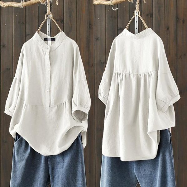 women's blouses & shirts 2021 women cotton blouse summer elegant casual half sleeve female button blusas chemise solid plus size tunic, White
women's blouses & shirts 2021 women cotton blouse summer elegant casual half sleeve female button blusas chemise solid plus size tunic, White