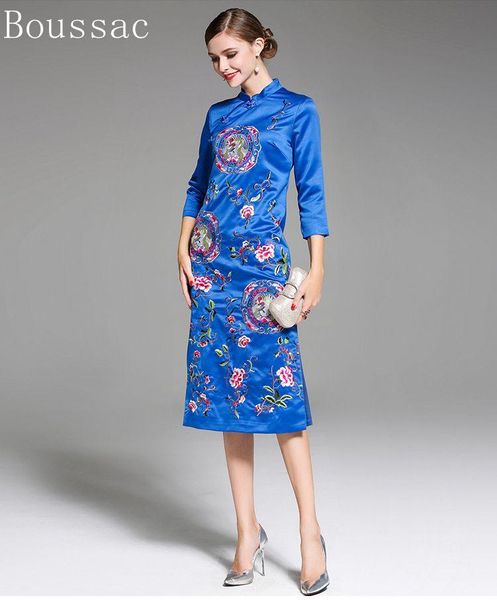casual dresses spring original design a version chinese style flower phoenix embroidered big size slim cheongsam dress for women, Black;gray
casual dresses spring original design a version chinese style flower phoenix embroidered big size slim cheongsam dress for women, Black;gray