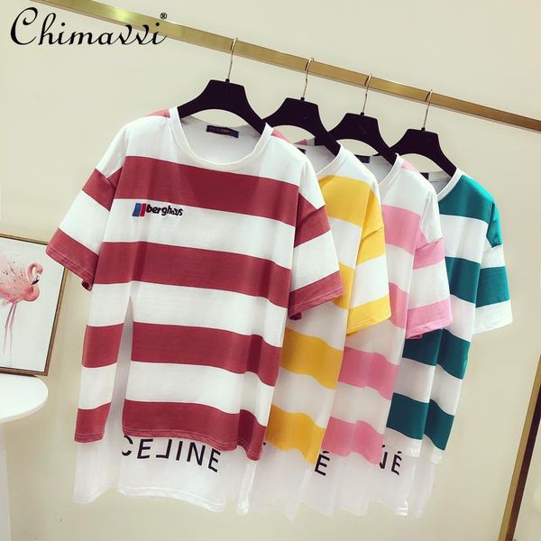 women's t-shirt 2021 summer loose fake two piece t shirt striped short sleeved asymmetric korean style oversized girls' top, White
women's t-shirt 2021 summer loose fake two piece t shirt striped short sleeved asymmetric korean style oversized girls' top, White