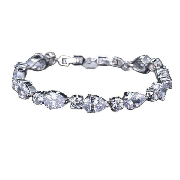 link, chain fashion white gold color round cubic zircon & link bracelet for elegant women party bridal wedding jewelry, Black
link, chain fashion white gold color round cubic zircon & link bracelet for elegant women party bridal wedding jewelry, Black
