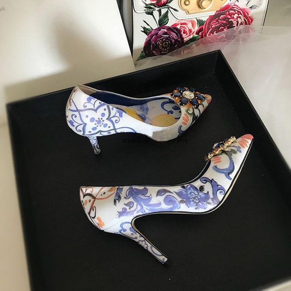 blue floral printing rhinestone embellished beading pumps formal dress shoes women, Black
blue floral printing rhinestone embellished beading pumps formal dress shoes women, Black