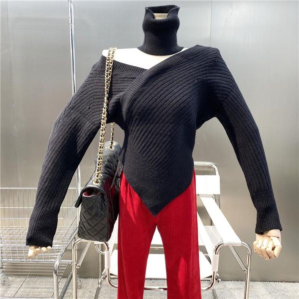 women's sweaters brand original design 2021 clavicle v-neck with thickened neck sweater fashion slim irregular pullover knit bottomed t, White;black
women's sweaters brand original design 2021 clavicle v-neck with thickened neck sweater fashion slim irregular pullover knit bottomed t, White;black