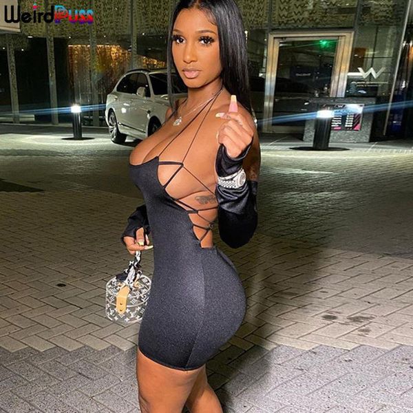 casual dresses weird puss hollow out women skinny party dress stretchy halter bandage cross backless fashion bodycon streetwear outfits, Black;gray
casual dresses weird puss hollow out women skinny party dress stretchy halter bandage cross backless fashion bodycon streetwear outfits, Black;gray