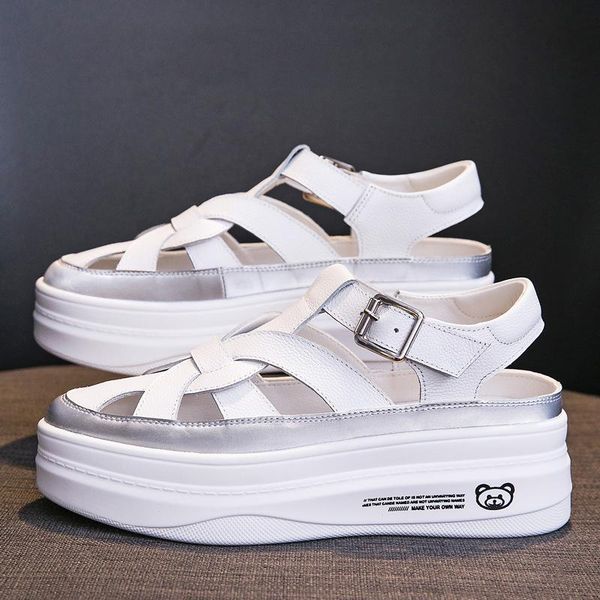 sandals roman female leather hollow baotou small white shoes 2021 summer wild platform women's, Black
sandals roman female leather hollow baotou small white shoes 2021 summer wild platform women's, Black