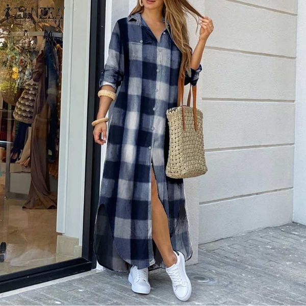 womens fashion autumn long dresses casual plaid robe femme party full sleeves vestidos zanzea lapel shirt dress oversized 5xl, Black;gray
womens fashion autumn long dresses casual plaid robe femme party full sleeves vestidos zanzea lapel shirt dress oversized 5xl, Black;gray