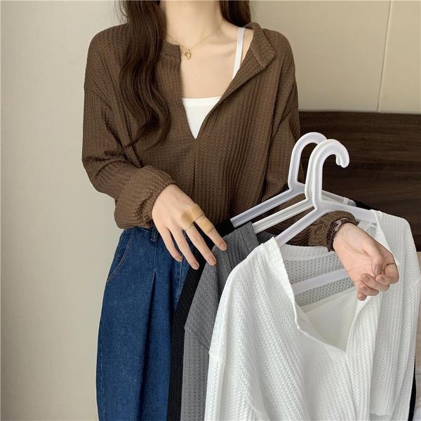 women's t-shirt autumn korean loose clothing 2021 style sweater fashion ins early chic fake two-piece top, White
women's t-shirt autumn korean loose clothing 2021 style sweater fashion ins early chic fake two-piece top, White