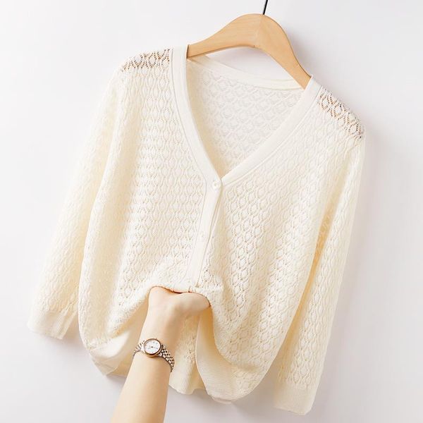 women's knits & tees knitted hollow out lighweight women cardigan autumn 2021 solid loose elegant office lady all match outwear coats, White
women's knits & tees knitted hollow out lighweight women cardigan autumn 2021 solid loose elegant office lady all match outwear coats, White