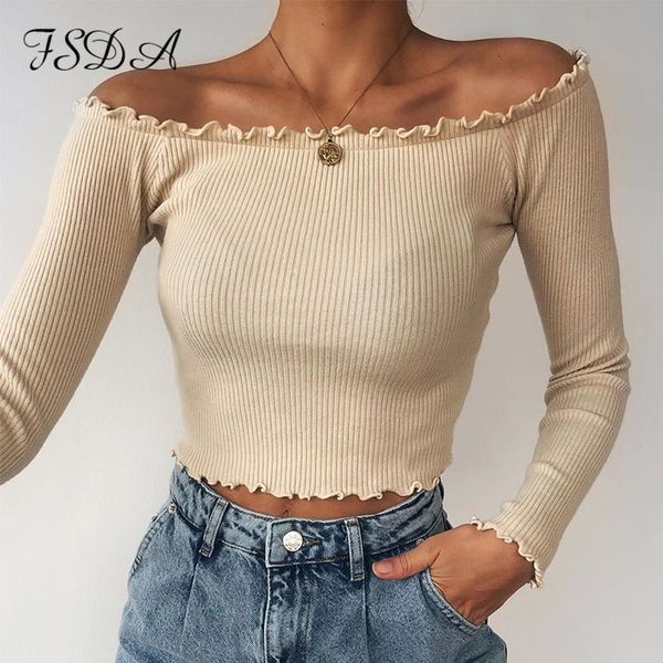 autumn 2021 summer long sleeve crop knit women ruffles khaki casual t shirts basic off shoulder shirt, Black;white
autumn 2021 summer long sleeve crop knit women ruffles khaki casual t shirts basic off shoulder shirt, Black;white