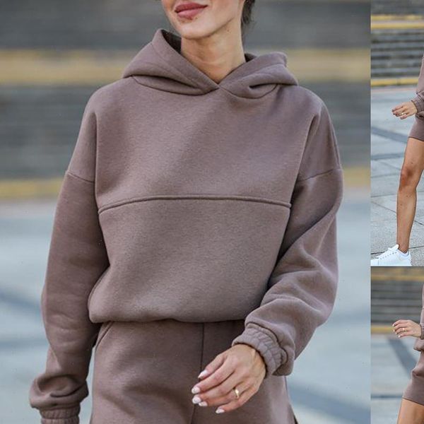 solid color short two womens pants piece set outfits long sleeve hooded pullovers shorts 2 tracksuits, White
solid color short two womens pants piece set outfits long sleeve hooded pullovers shorts 2 tracksuits, White