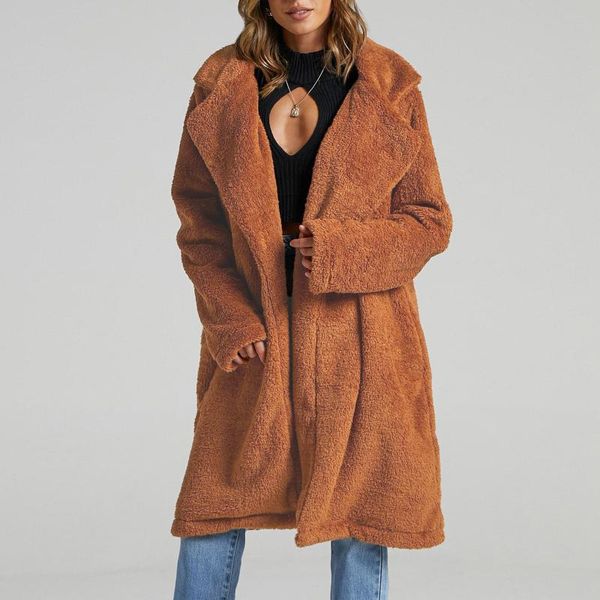 women's fur & faux warm winter coat turn down collar fleece jacket long sleeve casual loose solid slim cardigan overcoats#8, Black
women's fur & faux warm winter coat turn down collar fleece jacket long sleeve casual loose solid slim cardigan overcoats#8, Black