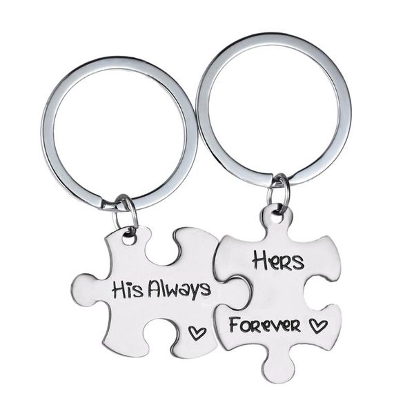 keychains 2pcs/set his always hers forever letters creative puzzle couple key rings gift for lovers birthday, Silver
keychains 2pcs/set his always hers forever letters creative puzzle couple key rings gift for lovers birthday, Silver