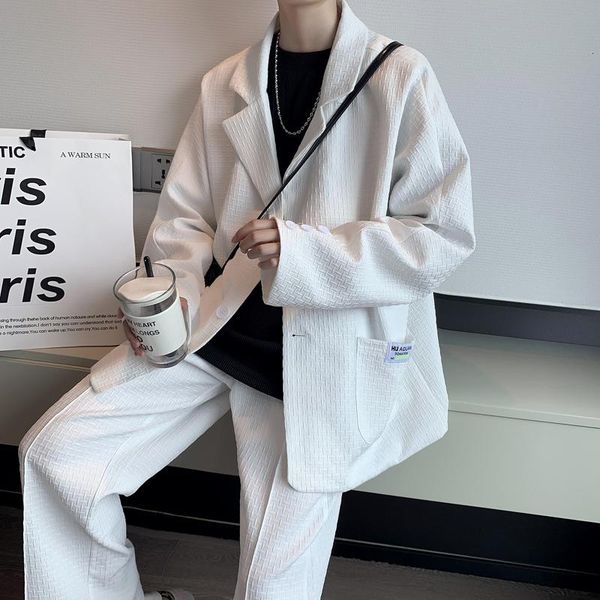 men's suits & blazers black white plaid suit fashion business society mens dress korean loose casual blazer trousers two-piece sets, White;black
men's suits & blazers black white plaid suit fashion business society mens dress korean loose casual blazer trousers two-piece sets, White;black
