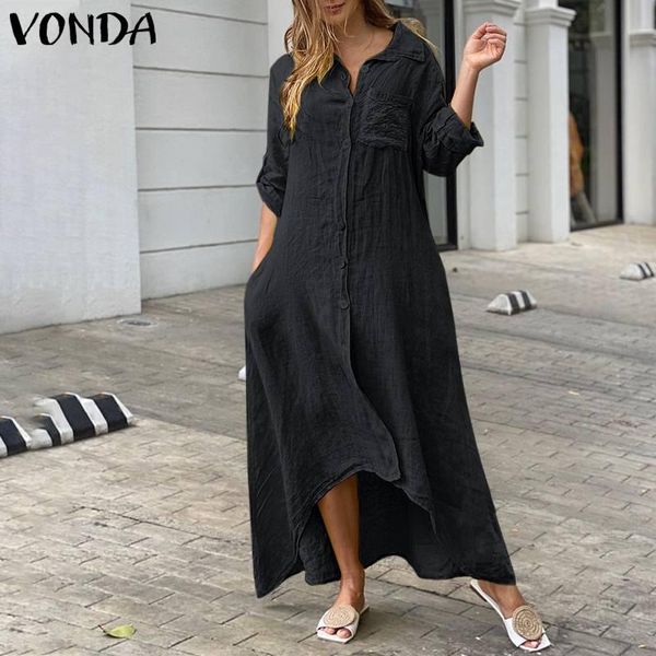 casual dresses 2021 vonda women autumn dress asymmetric hem maxi lapel collar button up solid robe loose long sleeve vestidos, Black;gray
casual dresses 2021 vonda women autumn dress asymmetric hem maxi lapel collar button up solid robe loose long sleeve vestidos, Black;gray