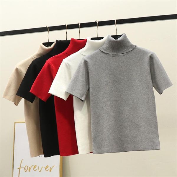 women's sweaters 2021 knitted women short sleeve turtleneck sweater pullovers knitwear korean all-match basic pull femme jumper female, White;black
women's sweaters 2021 knitted women short sleeve turtleneck sweater pullovers knitwear korean all-match basic pull femme jumper female, White;black