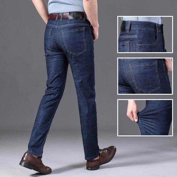 men's denim pants men jeans spring summer business straight casual cotton mens trousers plus size 44, Blue
men's denim pants men jeans spring summer business straight casual cotton mens trousers plus size 44, Blue